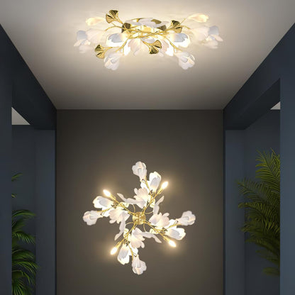 Gingko Flowers Plug-in Wall Lamp LED Gold & White Sconce