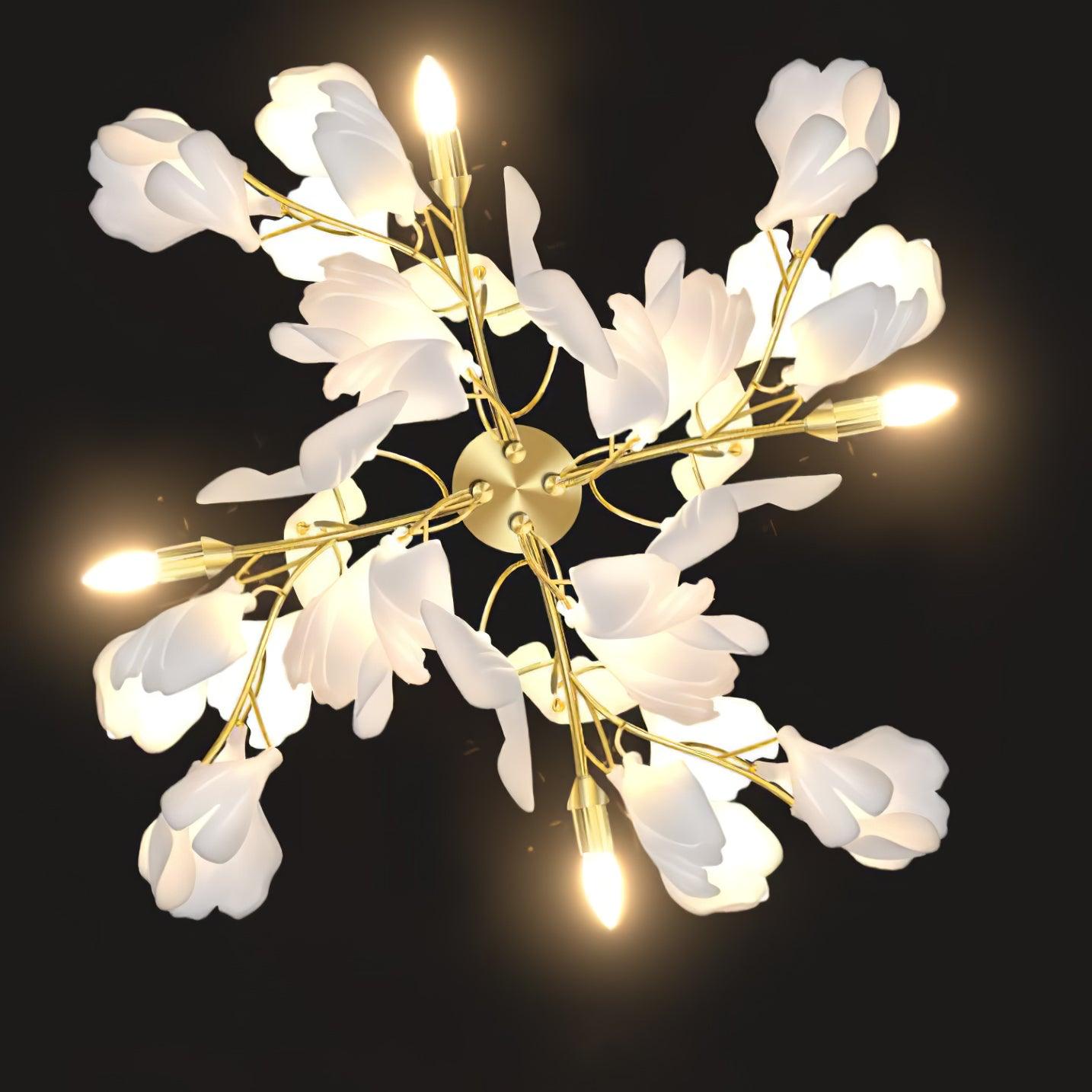 Gingko Flowers Plug-in Wall Lamp LED Gold & White Sconce