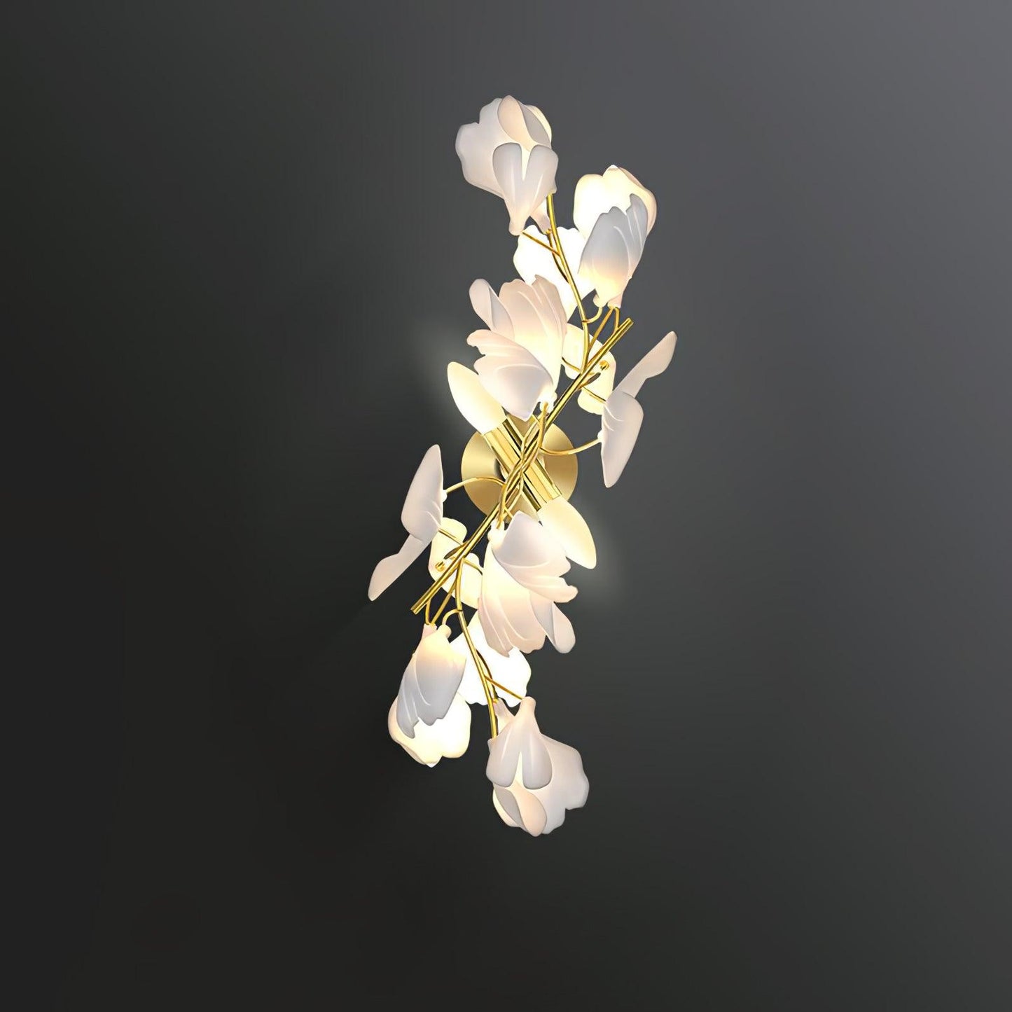 Gingko Flowers Plug-in Wall Lamp LED Gold & White Sconce