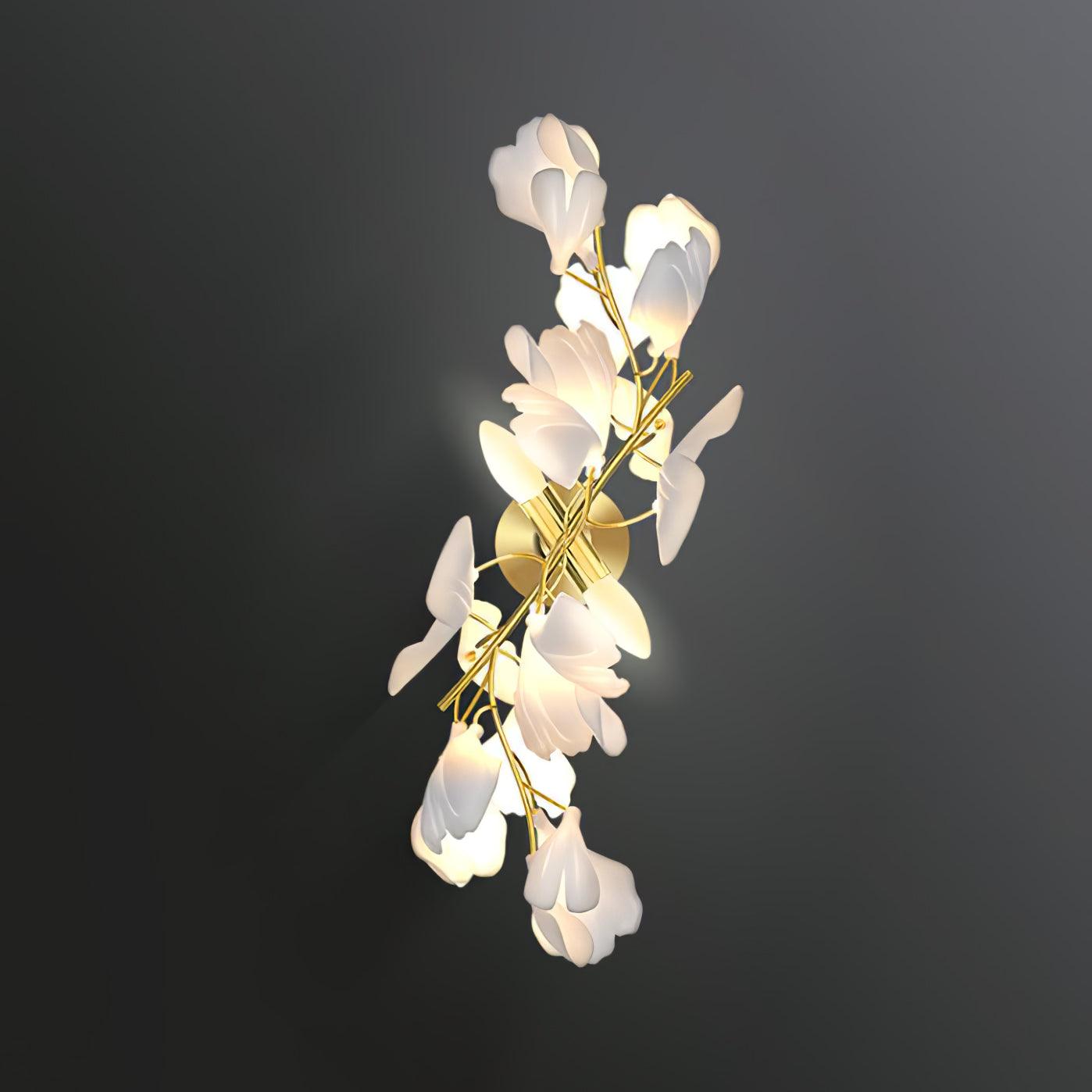 Gingko Flowers Plug-in Wall Lamp LED Gold & White Sconce