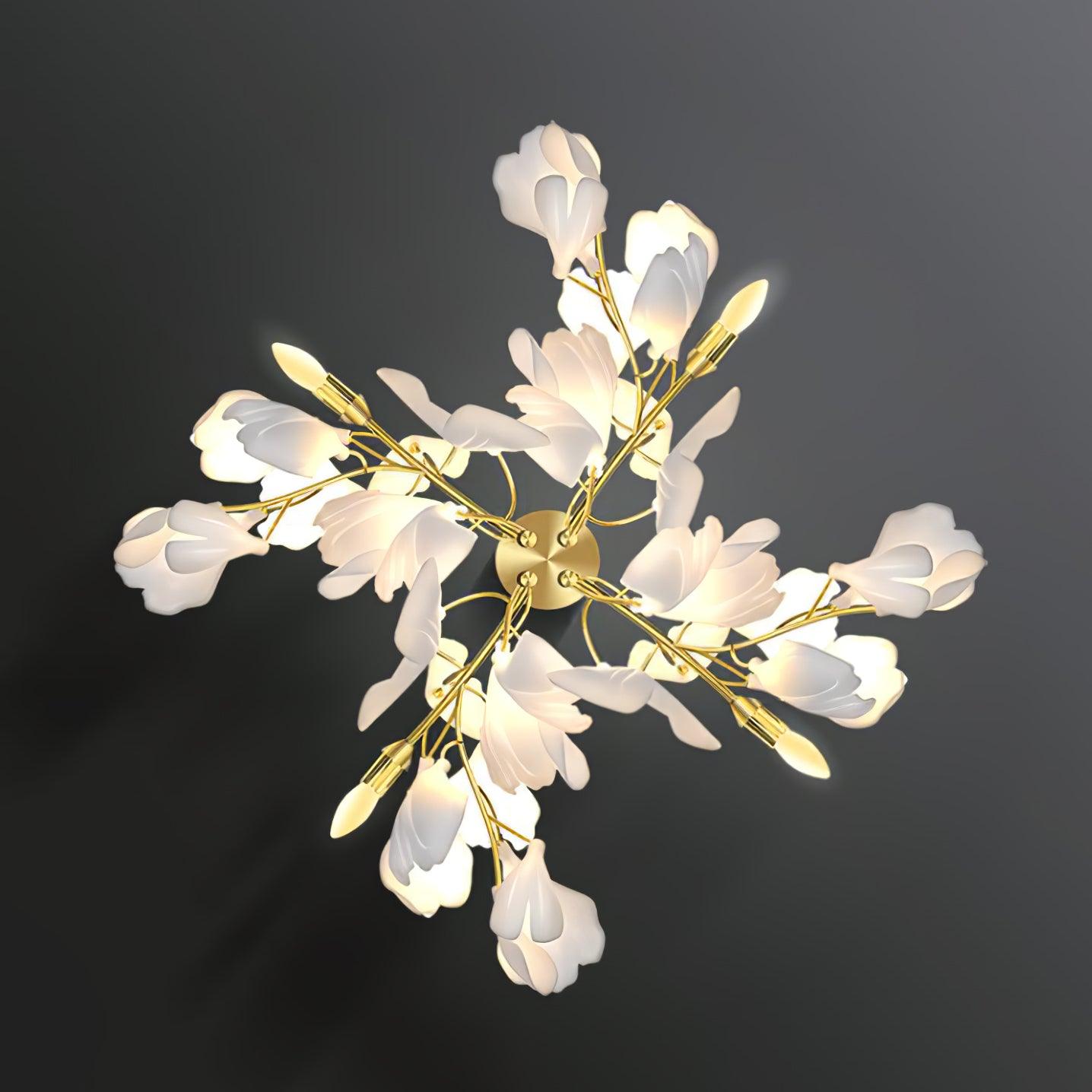 Gingko Flowers Plug-in Wall Lamp LED Gold & White Sconce
