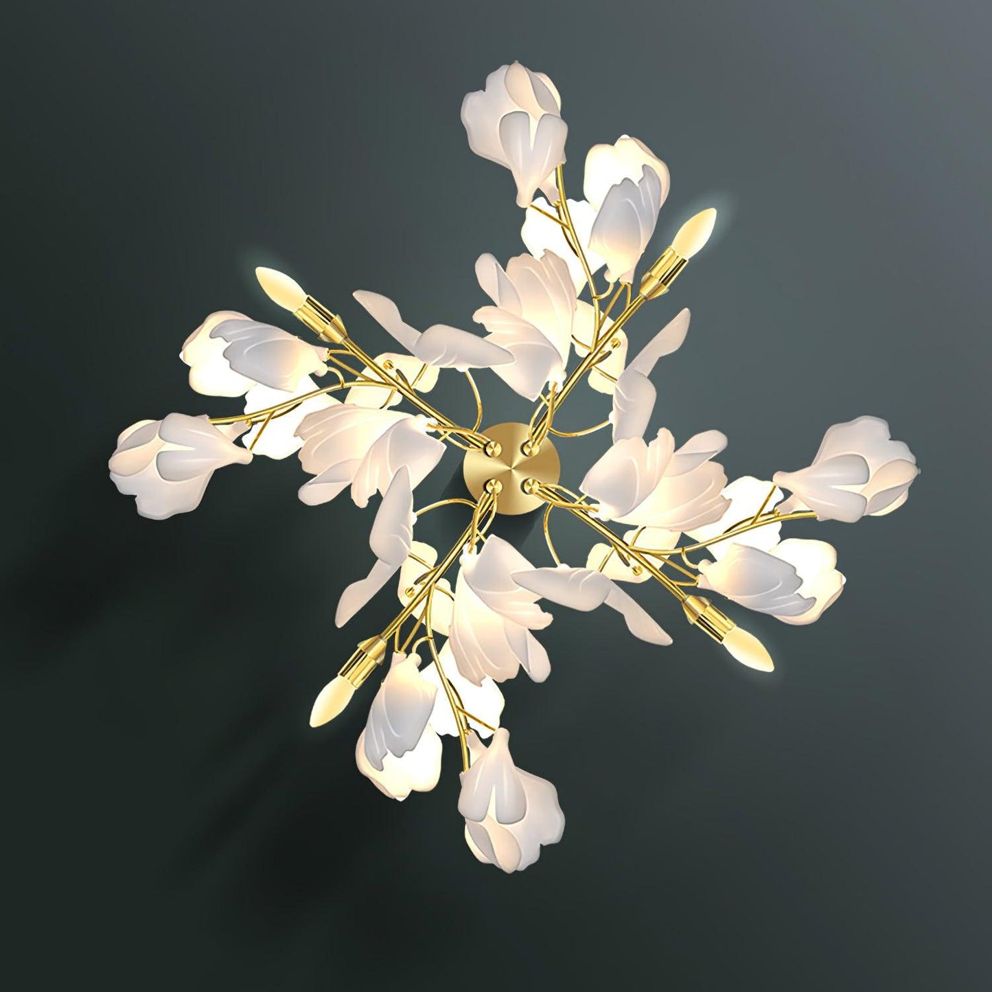 Gingko Flowers Plug-in Wall Lamp LED Gold & White Sconce