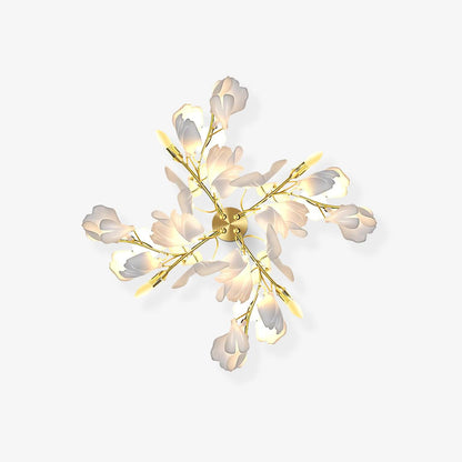 Gingko Flowers Plug-in Wall Lamp LED Gold & White Sconce