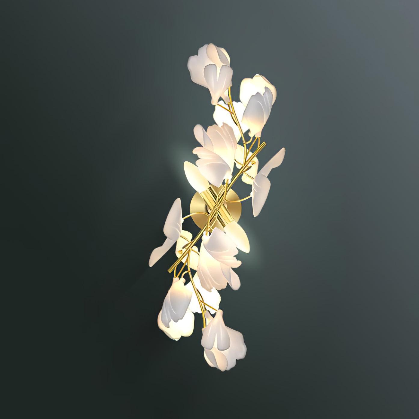 Gingko Flowers Plug-in Wall Lamp LED Gold & White Sconce