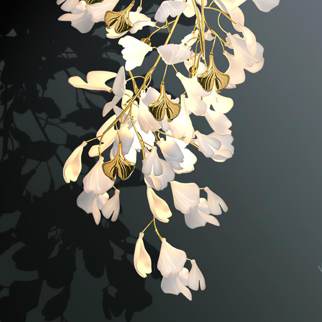 Gingko Flowers Plug-in Wall Lamp LED Gold & White Sconce