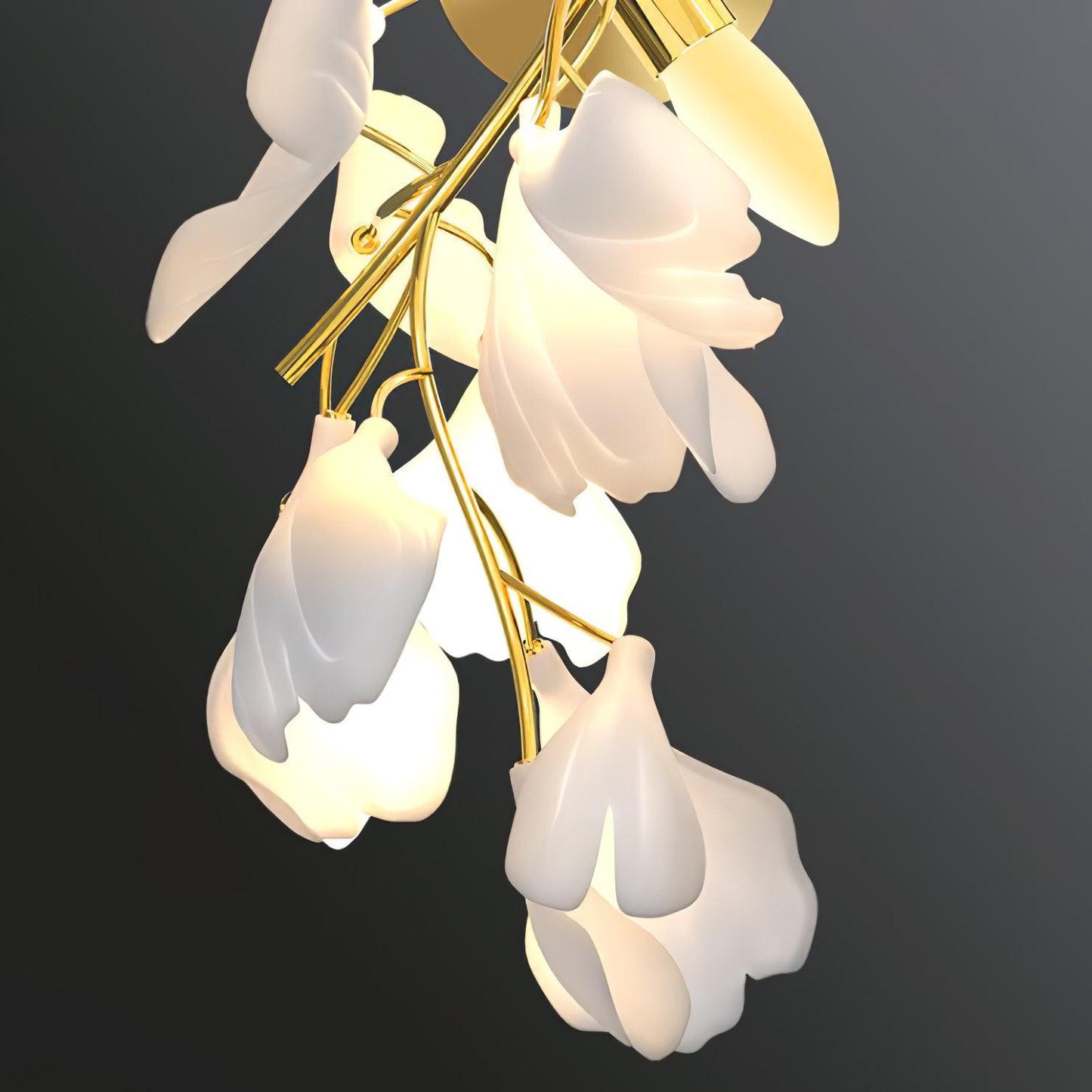 Gingko Flowers Plug-in Wall Lamp LED Gold & White Sconce