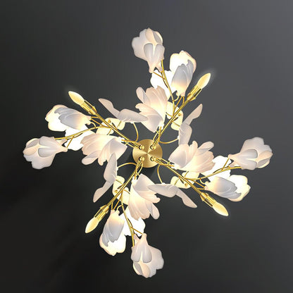 Gingko Flowers Plug-in Wall Lamp LED Gold & White Sconce