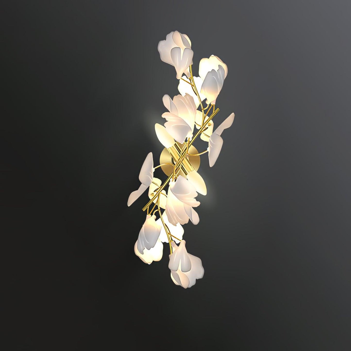 Gingko Flowers Plug-in Wall Lamp LED Gold & White Sconce