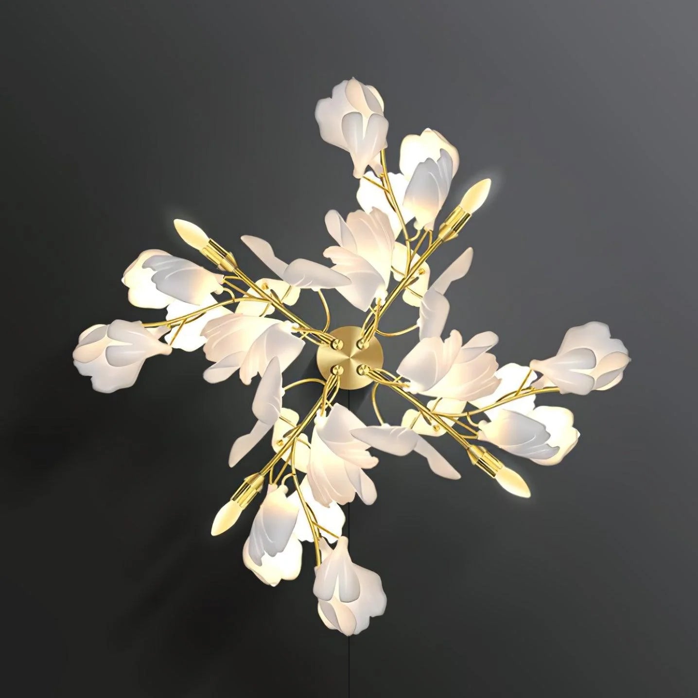 Gingko Flowers Plug-in Wall Lamp LED Gold & White Sconce