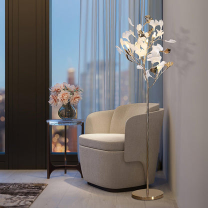 Gingko Leaf Floor Lamp - LED Ceramic Design, Indoor Use