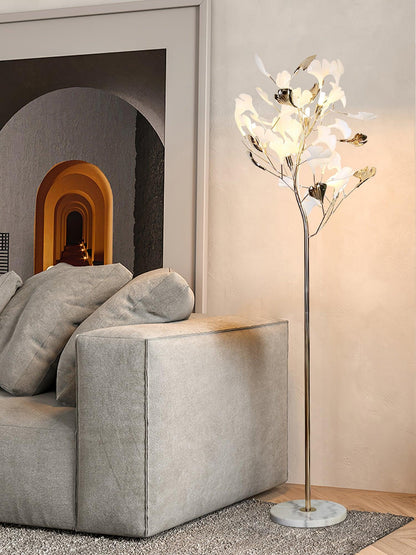 Gingko Leaf Floor Lamp - LED Ceramic Design, Indoor Use