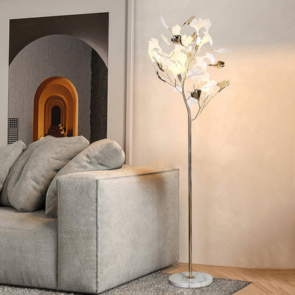 Gingko Leaf Floor Lamp - LED Ceramic Design, Indoor Use