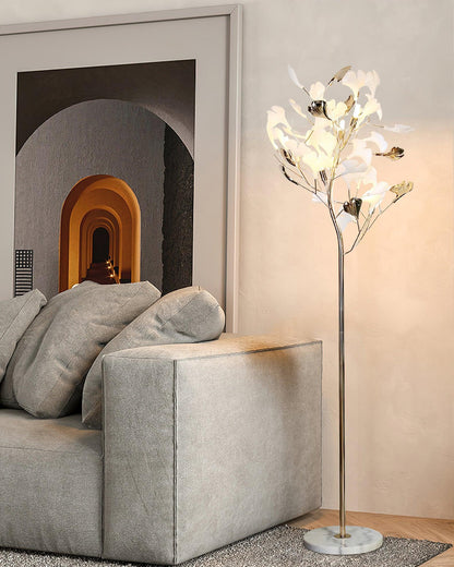 Gingko Leaf Floor Lamp - LED Ceramic Design, Indoor Use