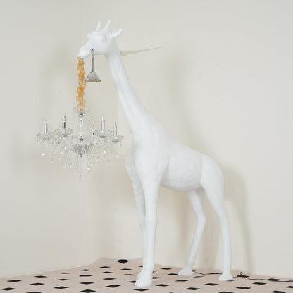 Giraffe Sculpture Floor Lamp with Crystal Chandelier Light