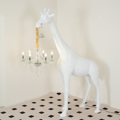 Giraffe Sculpture Floor Lamp with Crystal Chandelier Light
