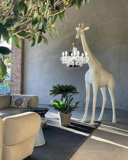 Giraffe Sculpture Floor Lamp with Crystal Chandelier Light