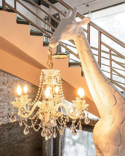 Giraffe Sculpture Floor Lamp with Crystal Chandelier Light