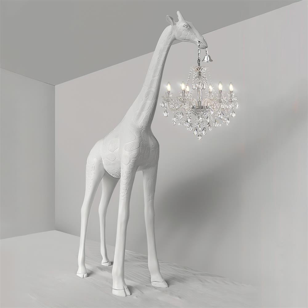 Giraffe Sculpture Floor Lamp with Crystal Chandelier Light