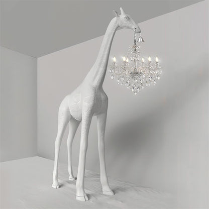 Giraffe Sculpture Floor Lamp with Crystal Chandelier Light