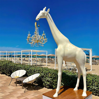 Giraffe Sculpture Floor Lamp with Crystal Chandelier Light