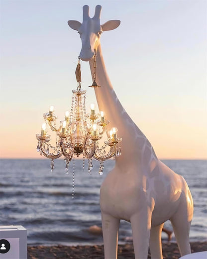 Giraffe Sculpture Floor Lamp with Crystal Chandelier Light