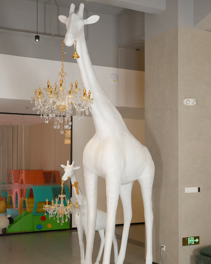 Giraffe Sculpture Floor Lamp with Crystal Chandelier Light