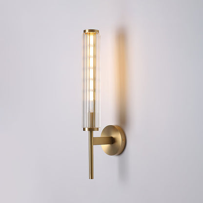 Glass Linear Brass Wall Light with Integrated LED Indoor