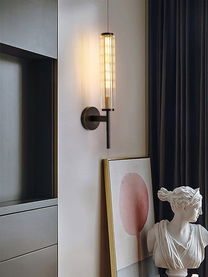 Glass Linear Brass Wall Light with Integrated LED Indoor