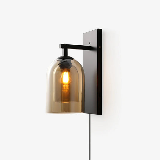 Glass Tubular Plug-in Wall Lamp with Smoke Grey Shade