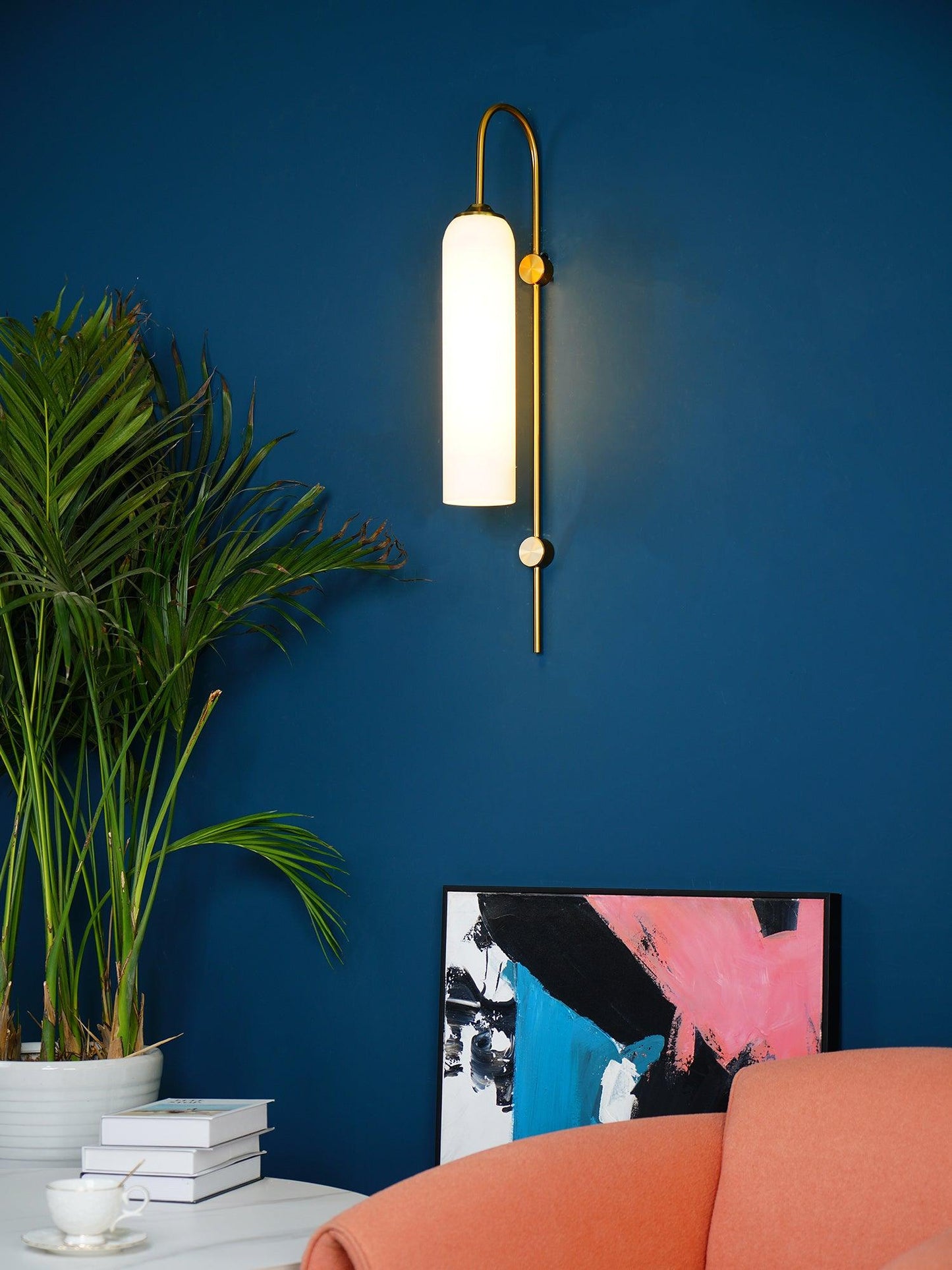 Modern Glass Wall Lamp Sconce - LED, Black & Gold Finish