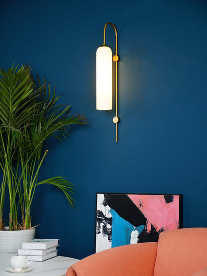 Modern Glass Wall Lamp Sconce - LED, Black & Gold Finish