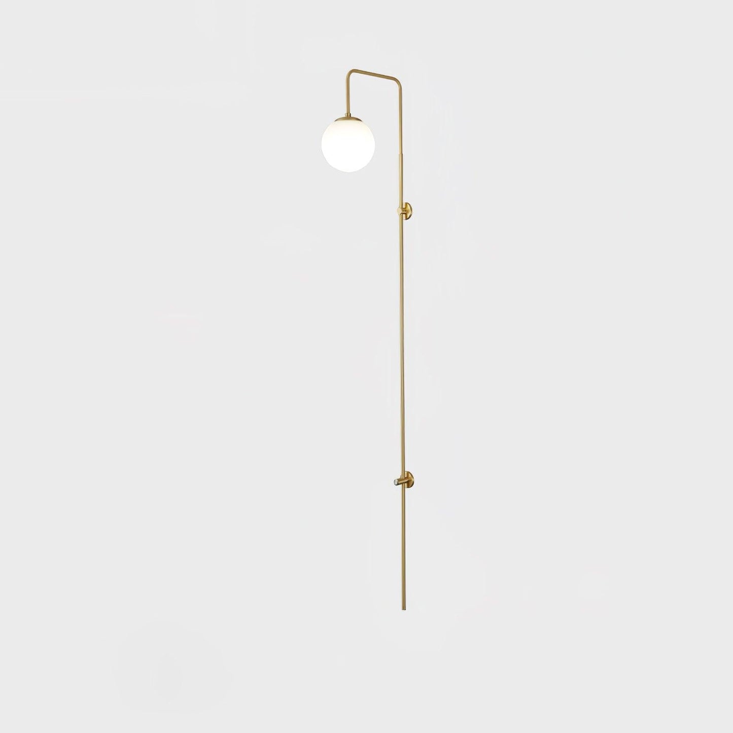 Globe Brass Wall Sconce with White Glass Shade, LED Compatible