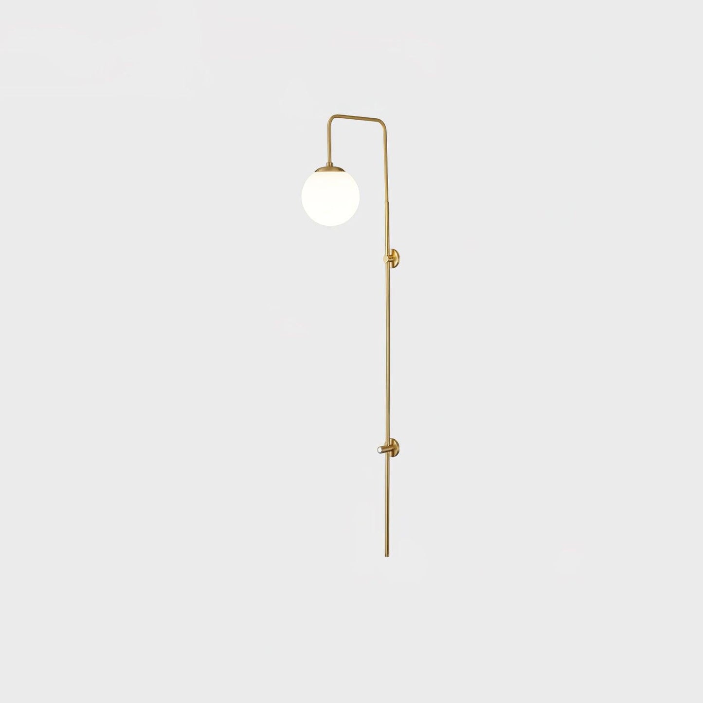 Globe Brass Wall Sconce with White Glass Shade, LED Compatible