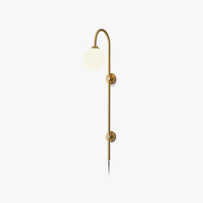 Globe Brass Plug-in Wall Sconce with White Glass Shade
