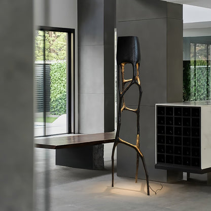 Gothic Sculpture Floor Lamp with LED Light - Black Design