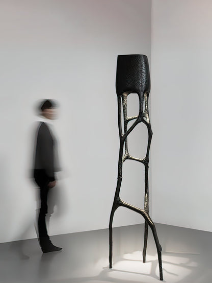 Gothic Sculpture Floor Lamp with LED Light - Black Design