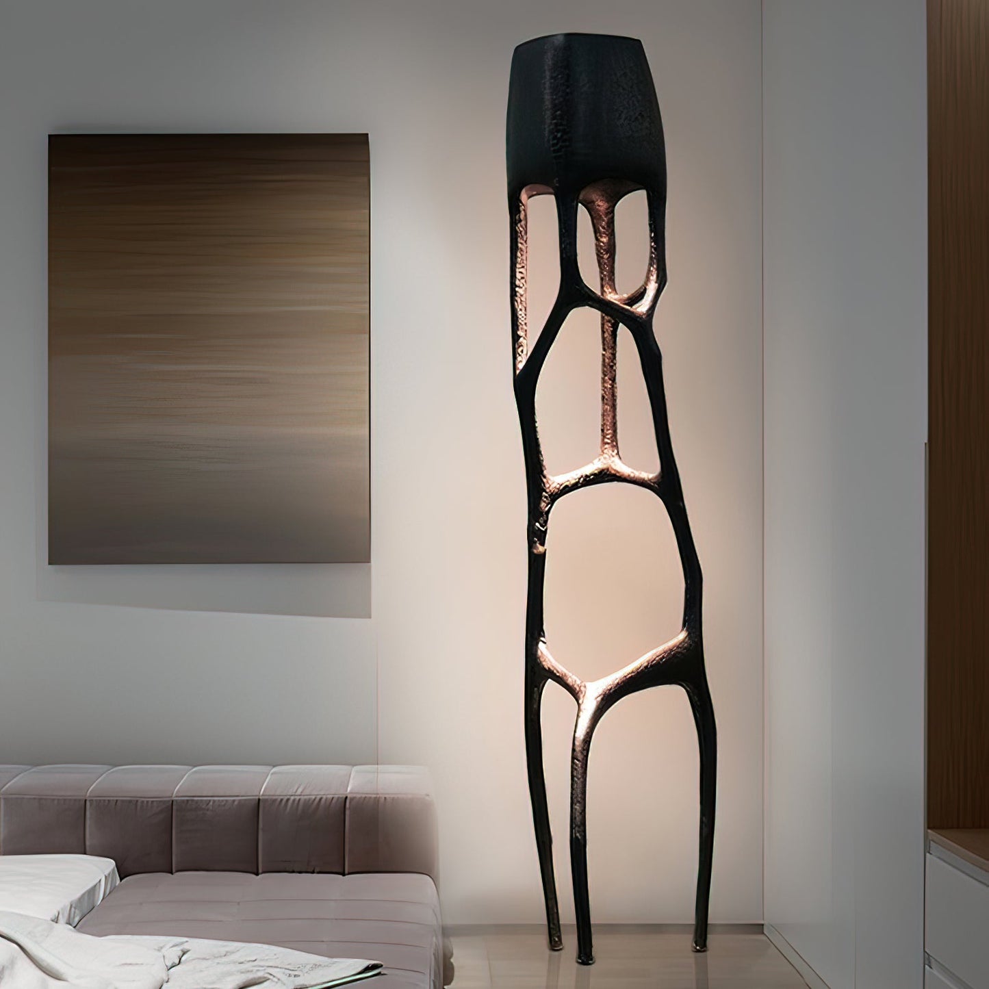 Gothic Sculpture Floor Lamp with LED Light - Black Design