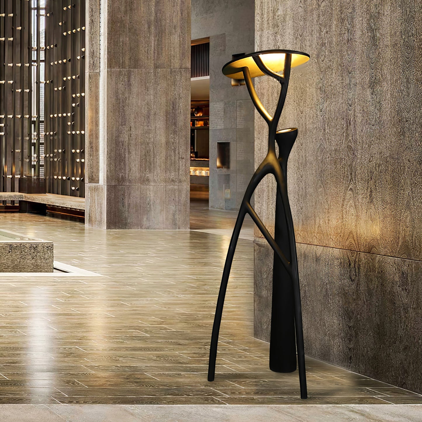 Gothic Tree Sculpture Floor Lamp with Integrated LED Lighting