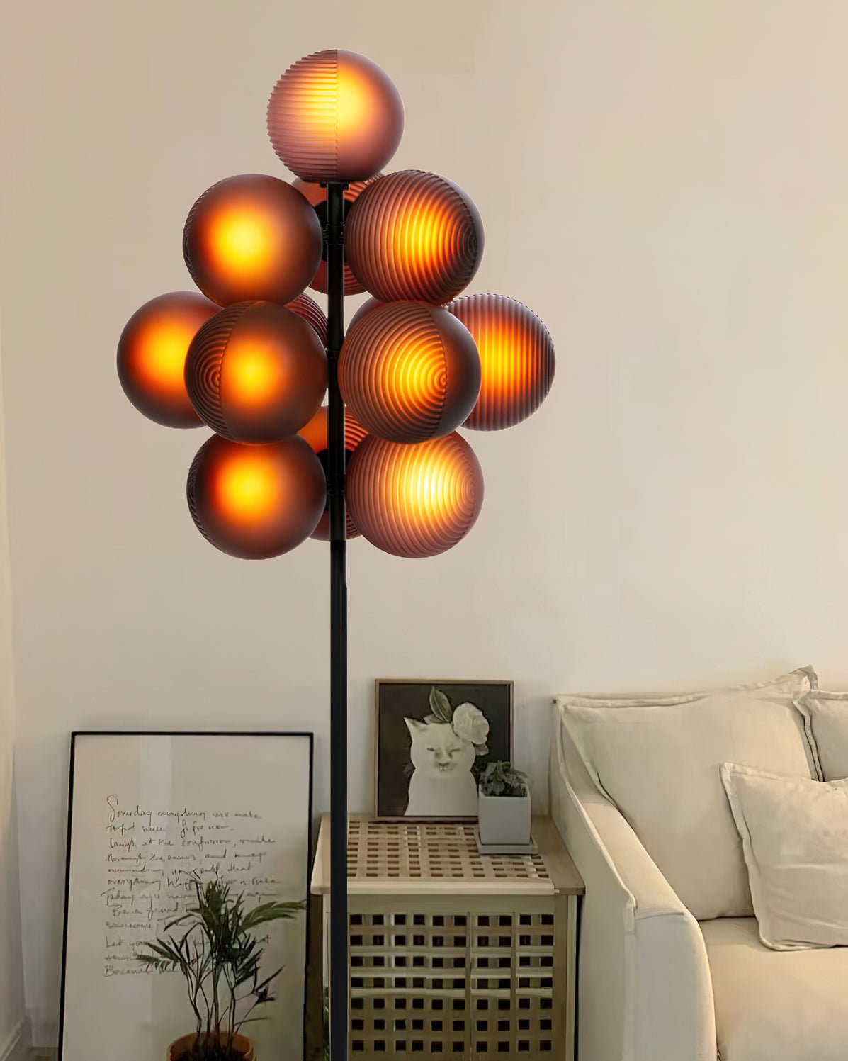 Grape Floor Lamp - Black Metal and Glass Indoor Lighting