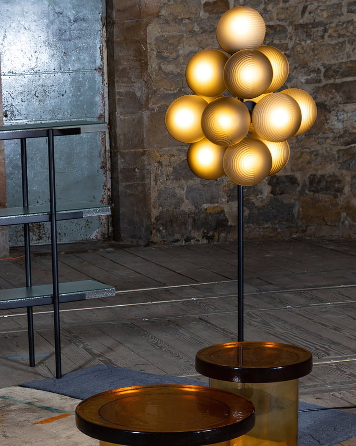 Grape Floor Lamp - Black Metal and Glass Indoor Lighting