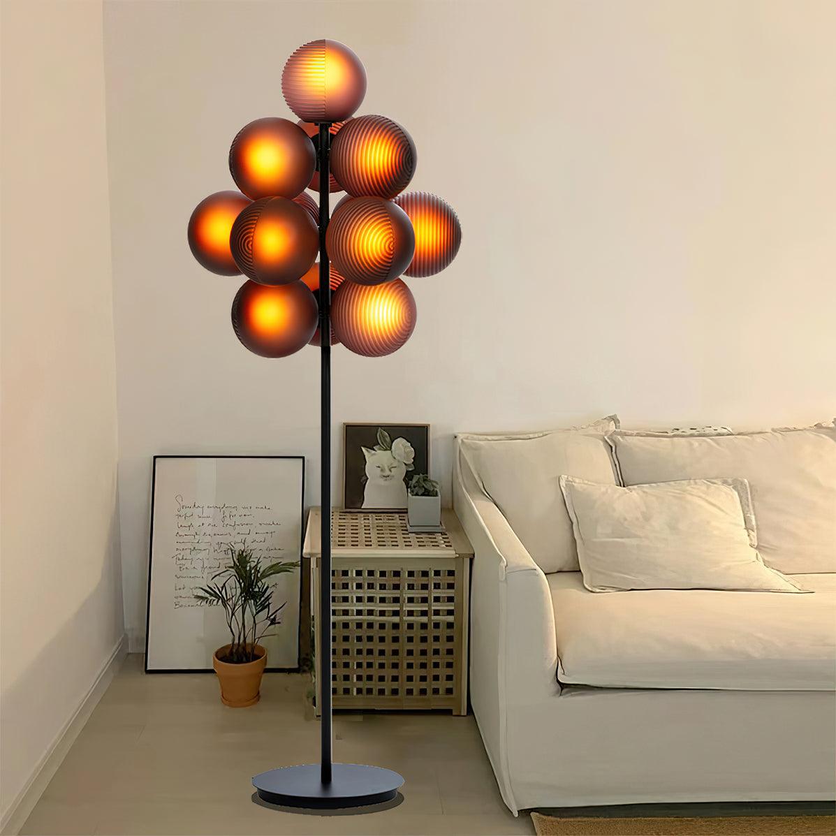 Grape Floor Lamp - Black Metal and Glass Indoor Lighting