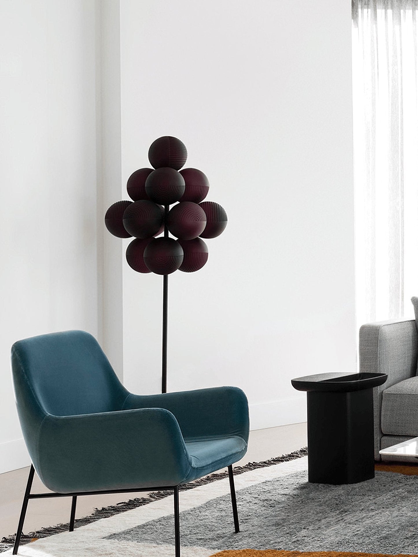 Grape Floor Lamp - Black Metal and Glass Indoor Lighting
