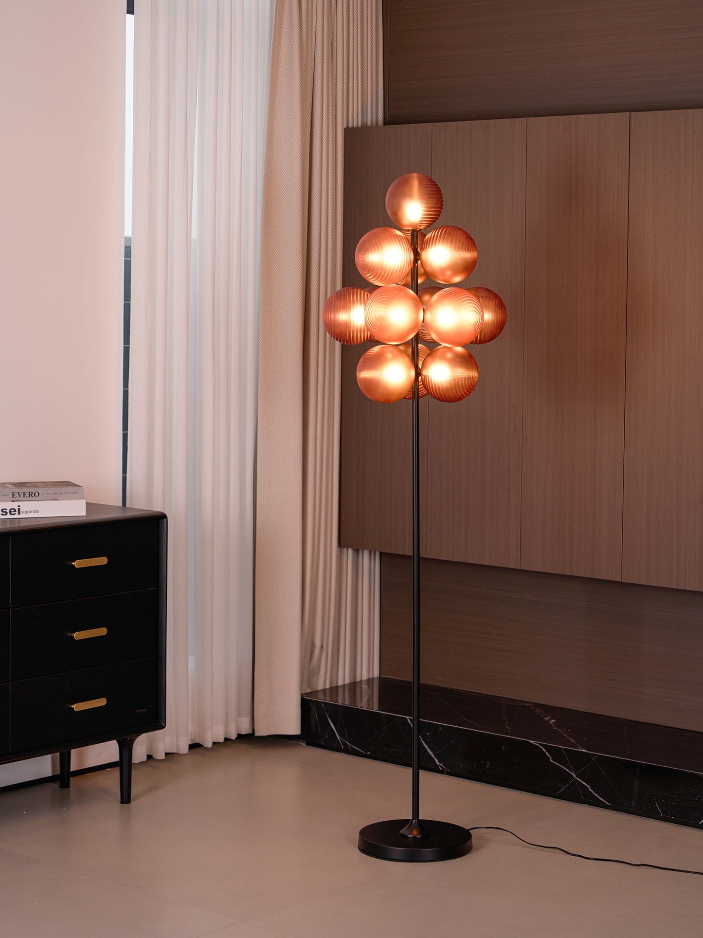 Grape Floor Lamp - Black Metal and Glass Indoor Lighting