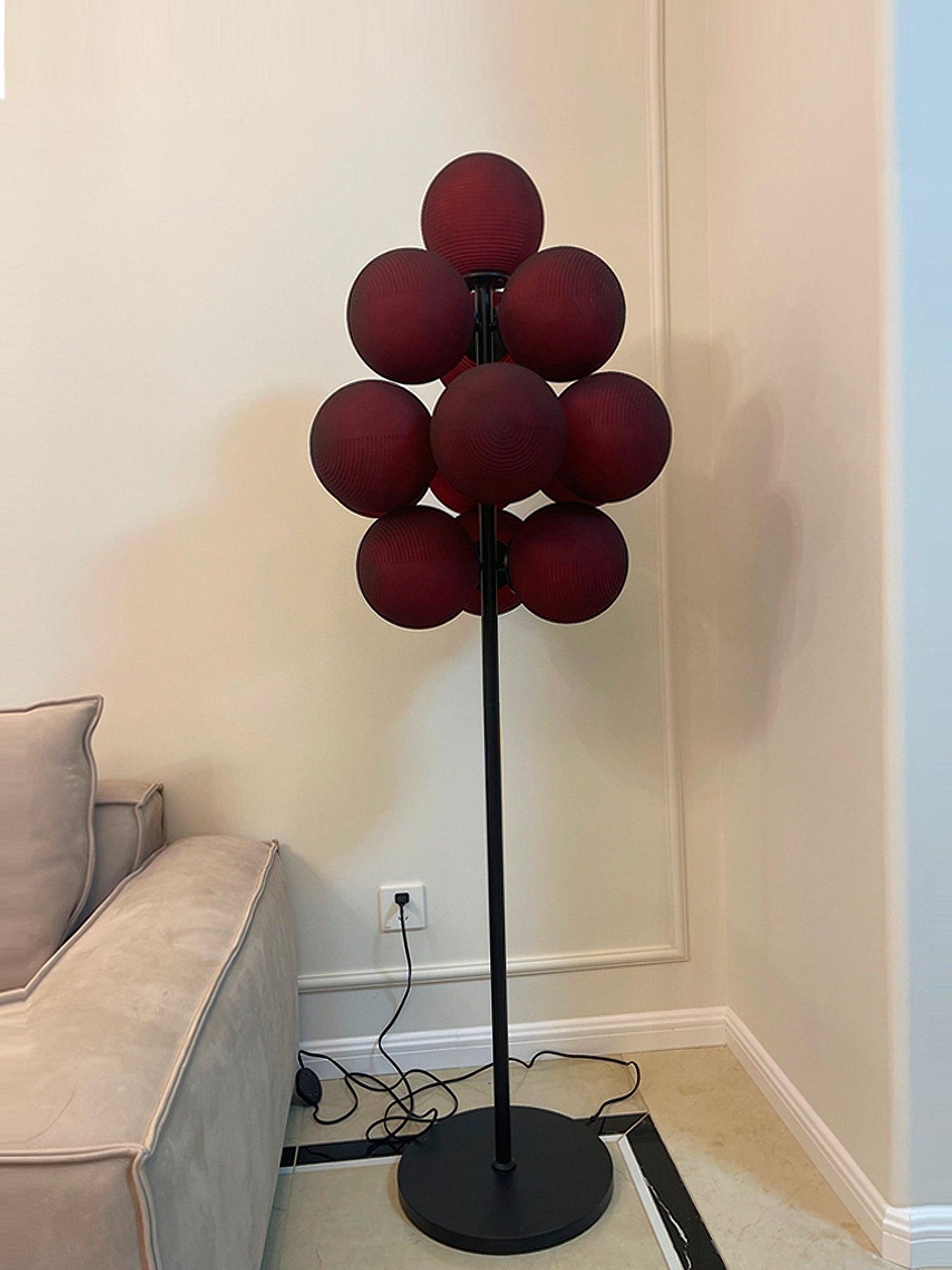 Grape Floor Lamp - Black Metal and Glass Indoor Lighting