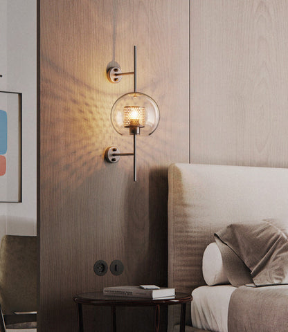 Thatcher Modern Honeycomb Wall Sconce – Brass & Glass Elegance