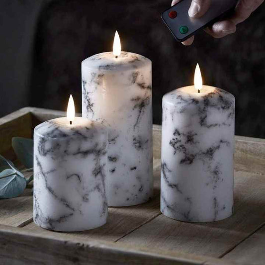 Frendorf Bonbon Light | 3-Piece LED Marble Candle Holders