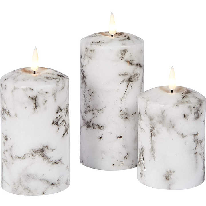 Frendorf Bonbon Light | 3-Piece LED Marble Candle Holders
