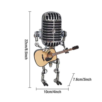 RoyaleGlow Vintage Microphone Robot Lamp with Guitar - Unique Home Decor