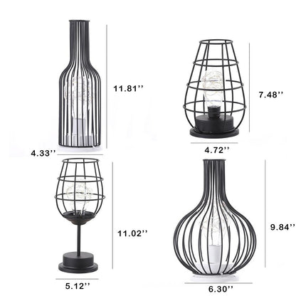 Retro Iron Wine Bottle Night Light Table Lamp LED Decor