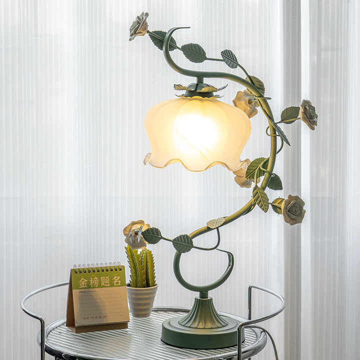 Elegant RoseGlow Covered Rose Lamp – Timeless Beauty and Warm Ambiance